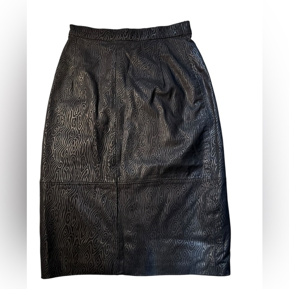 Gino Di Giorgio Vintage Y2K black 100% genuine Leather Pencil Skirt size 5/6 - Picture 1 of 15